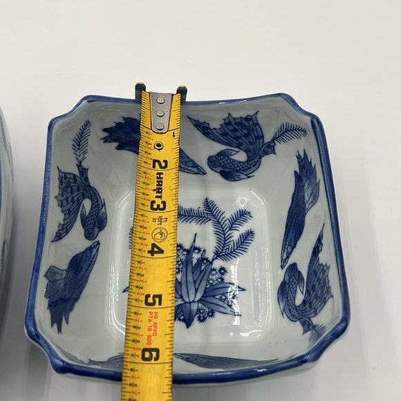 Set of 4-Graduated Hand Painted Cobalt Blue Decorative Bowls - Picture 3 of 11